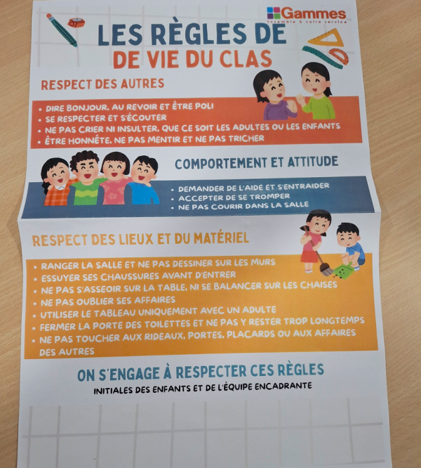 Affiche avec les règles du CLAS