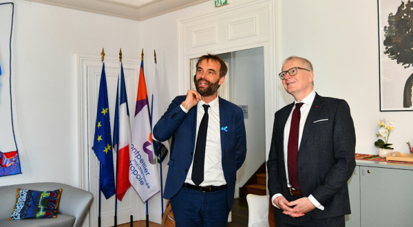 Michaël Delafosse, maire de Montpellier, a accueilli Stephan Steinlein, ambassadeur de la République fédérale d’Allemagne en France, ce vendredi 22 mars, à la Maison des relations internationales, dans le cadre de la Quinzaine Franco-Allemande