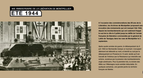 Page d'accueil de l'exposition en ligne des Archives de Montpellier