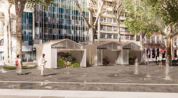 Perspectives des futurs kiosques fleuristes (projet architecte)