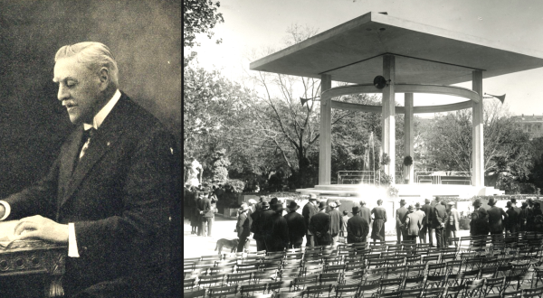 Auguste Bosc et le célèbre Kiosque qui porte son nom sur l'Esplanade