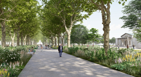 perspective d'architecte la future allée De Lattre de Tassigny végétalisée