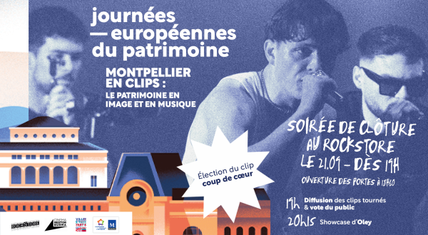 affiche de la soirée Montpellier en clips au Rockstore avec logos informations chanteurs