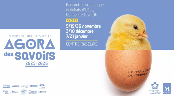 Visuel Agora des Savoirs 2025/2026 - Un poussin sortant de l'oeuf