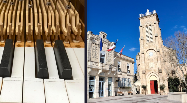 Montage photo clavier orgue et église saint sixte à Pérols