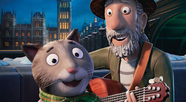 Image du film avec le chat et le chanteur 
